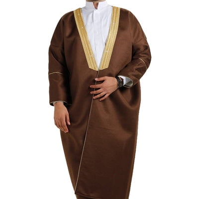 Bisht style - Warm Winter Coat - Cloak Arab Dress - Mens Khaleeji Islamic Arabian High-Quality Coat – Brown 4