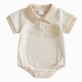 thumbnail image 1 of Farysays Baby Boys Girls Color Block Solid Short Sleeve Knit Button Up Romper Bodysuit Baby Outfit 0-24 Months, 1 of 9