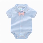 Farysays Baby Boys Girls Polo Bodysuit Cotton Short Sleeve Embroidery Bear Romper Jumpsuit 0-24 Months