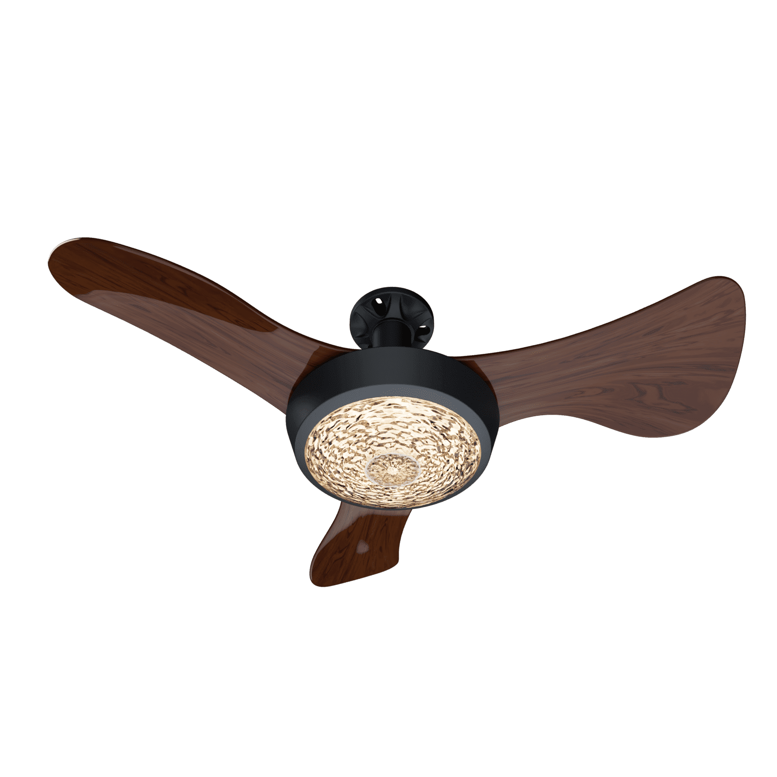 Faryuan 25" Modern Ceiling Fan with Light and Remote, Walnut Finish Blades, 3-Color Temperature LED, 3-Speed Quiet Motor