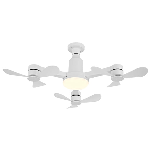 Faryuan 27 Inch Drone-Inspired Socket Fan Light with Remote, 3-Head Foldable Screw-in Ceiling Fan, 3-Color Dimmable LED & 3 Speeds, Modern Bulb Fan for Bedroom