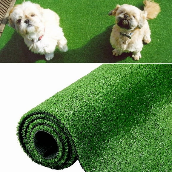 Fas Home Artificial Grass Rug Green Fake Grass Carpet 11FTX12FT, Pet Turf Mat Dog Grass Pee Pad with Drainage Holes, Indoor Outdoor Synthetic Lawn for Patio, Balcony, Deck, Yard