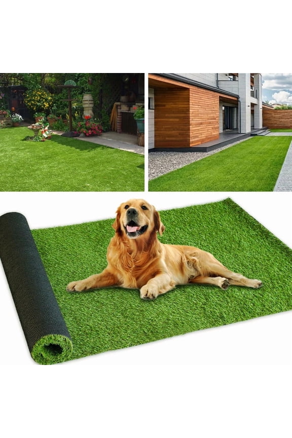 Artificial Grass Turf 4' x 6' Indoor Outdoor, 0.8 Inch Pile Height Fake Grass Realistic Synthetic Grass with Drain Holes Grass Carpet Pet Grass for Patio Garden Lawn Landscape Balcony