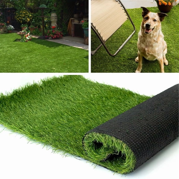 Fas Home Artificial Grass Turf 4FTX7FT, 1.38" Pile Height Realistic Synthetic Grass, Drainage Holes Indoor Outdoor Pet Faux Grass Astro Rug Carpet for Garden Backyard Patio Balcony