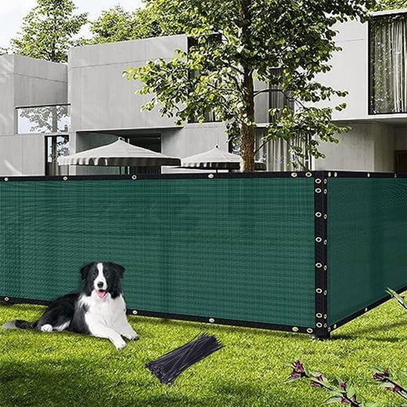 Fas Home Privacy Fence Screen 4Ft X 20Ft Heavy Duty Outdoor Fencing Panels Windscreen Mesh Fabric Shade Net with Grommets, Cable Zip Ties Included for Garden, Yard, Patio, Balcony, Pool, Deck, Green