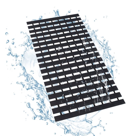 Fas Home Shower Mat Bathtub Mat 2'x 3' Non Slip Bath Mat with Drain HolesEasy Dry Shower Floor Mat for Bathroom, Pool, SPA Black