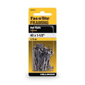 Fas-n-tite Box Nails, 4D x 1-1/2", Steel, Polished, Gray, Interior Framing Nails