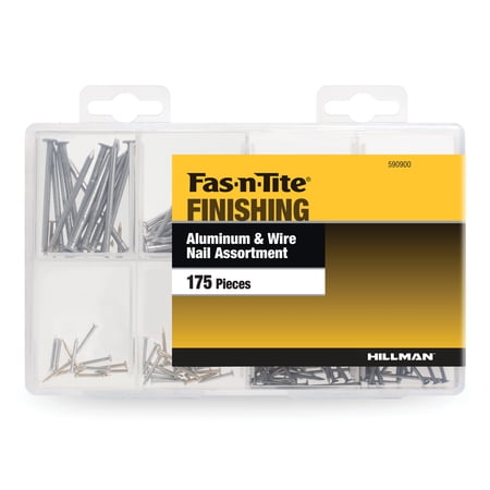 Fas-n-Tite Aluminum and Wire Nail Kit, Finishing Nails, Steel, 175 Pieces