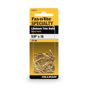 Fas-n-tite Linoleum Trim Nails, 5/8" x #16, Steel, Brass Plated, Brass Color, .75 oz pack