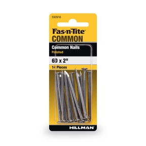 Fas-n-tite Common Nails, 6D x 2", Steel, Polished, Gray, Interior Nails, 14 pack