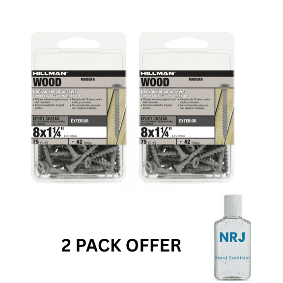 Fas-n-Tite Deck and Fence Wood Screws, #8 x 1-14", Steel, Epoxy, Phillips, Gray, 75 pack