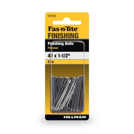 Fas-n-tite Finishing Nails, 4D x 1-1/2", Steel, Polished, Gray, Interior Nails, 2.0 oz pack