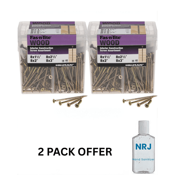 Fas-n-Tite Interior Wood Construction Screws, 4 Size Variety, Steel, Zinc Finish, 465 pack