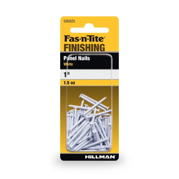 Fas-n-tite Panel Nails, 1", Steel, Painted Finish, White, Interior Finishing Nails