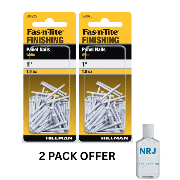 Fas-n-tite Panel Nails, 1", Steel, Painted Finish, White, Interior Finishing Nails