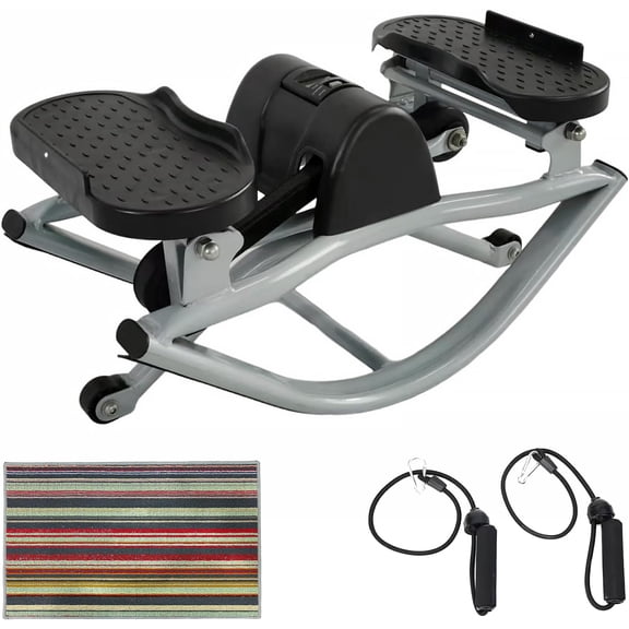 FasBrand Rock Stepper with Elastic Resistance Bands, Side-to-Side Lateral Rocking Motion, Digital Display & High-Capacity Design for Home Leg GluteWorkout