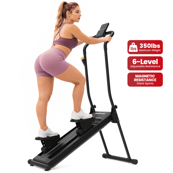 FasBrand Stair Stepper for Home Gym, Stair Climber Workout Machine with Upgraded 6-Level Adjustable Resistance, Foldable Vertical Full Body Cardio Equipment, Non-Slip Pedals, Quiet 350 LBS Capacity