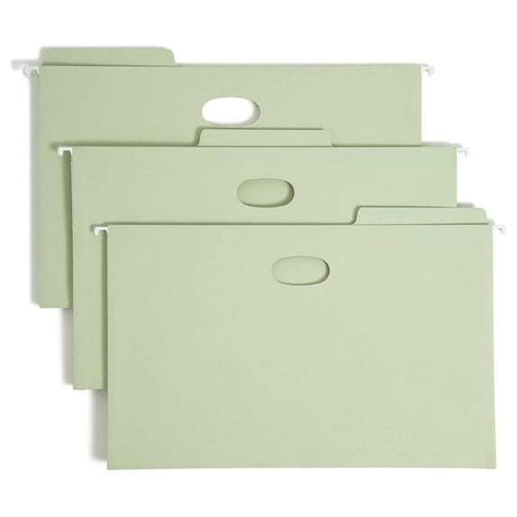 FasTab Hanging Pocket with TUFF Construction and Full-Height Gusset, 5-1/4" Expansion, 1/3-Cut Built-in Tab, Legal Size, Moss, 9 per Box (64324)