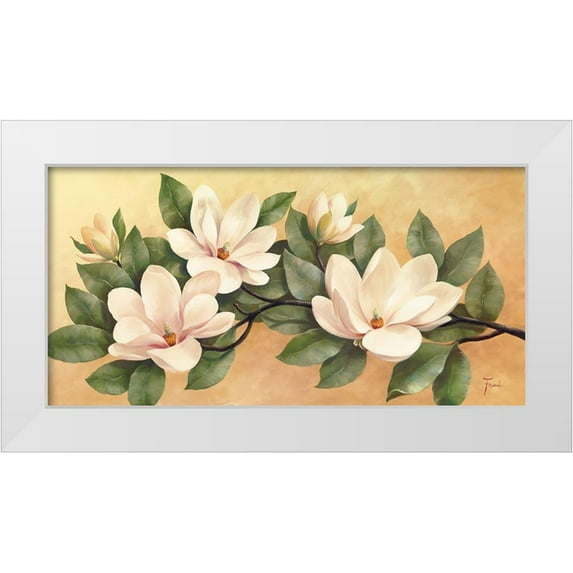 Fasani 24x14 White Modern Wood Framed Museum Art Print Titled - MAGNOLIA