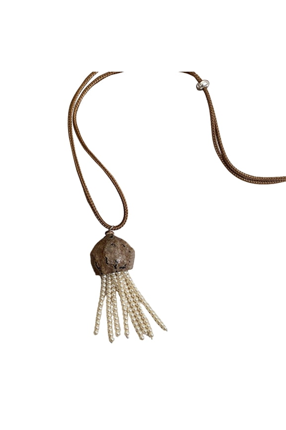 Fascinating Adjustable Jellyfish Dangle Necklace And Pearls Long Pull Cord Sweater Chain For A Feminine Look