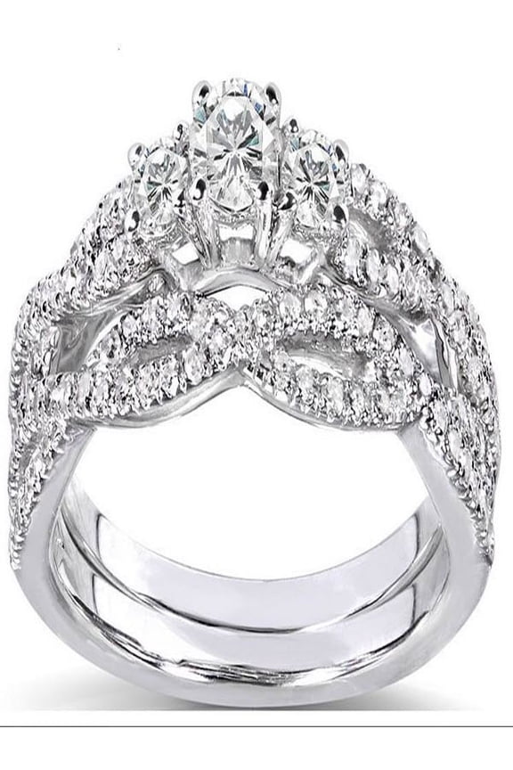 Fascinating Antique Diamond Bridal Ring Set 1 Carat Round Cut Diamond on 10k Gold