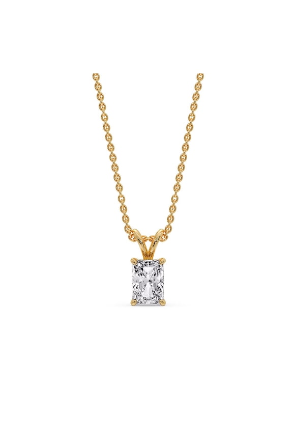 0.5 Ct. Diamond Radiant Solitaire Necklace, 14K Yellow Gold