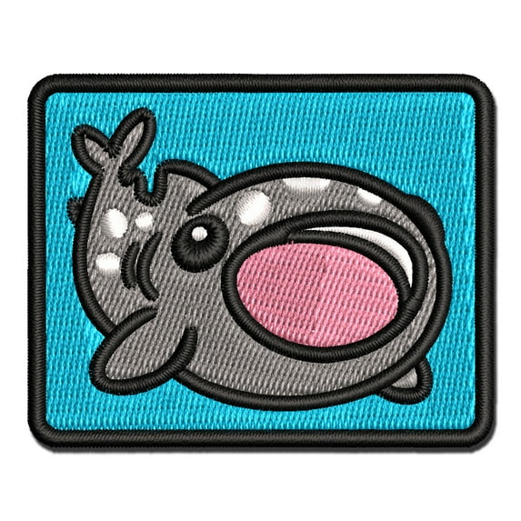 Fascinating Whale Shark with Open Mouth Applique Multi-Color Embroidered Hook & Loop Patch - 2.5 Inch Small