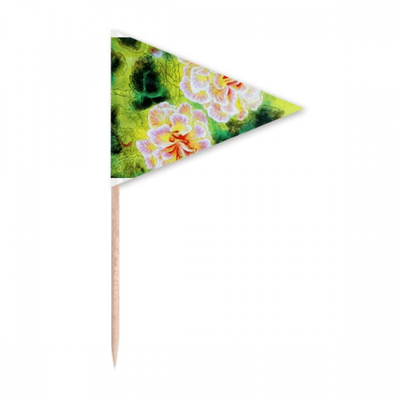 Fascination Flower Painting Toothpick Triangle Cupcake Toppers Flag