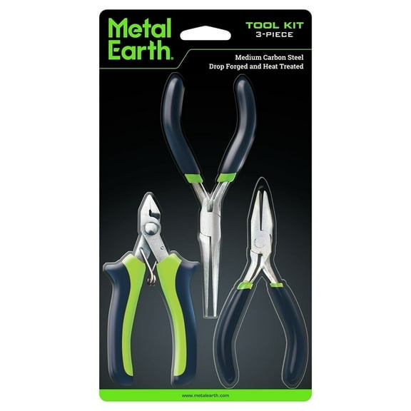 Fascinations 3-Piece Metal Earth Tool Kit, Includes Clipper Flat Nose and Needle Nose Pliers