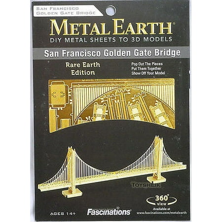 Fascinations Metal Earth 3D Laser Cut Model - San Francisco Golden Gate Bridge in Gold - Rare Earth Edition