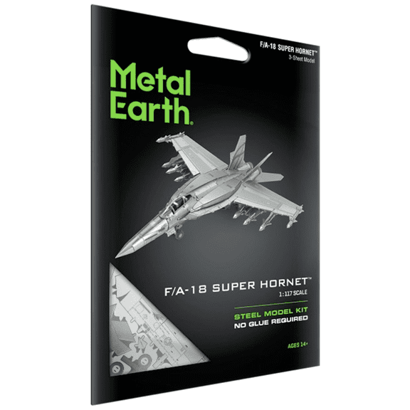 Model Kit Boeing F/A-18 Super Hornet Fighter Aircraft "United States Navy" (Moderate Difficulty) Steel Model by Metal Earth