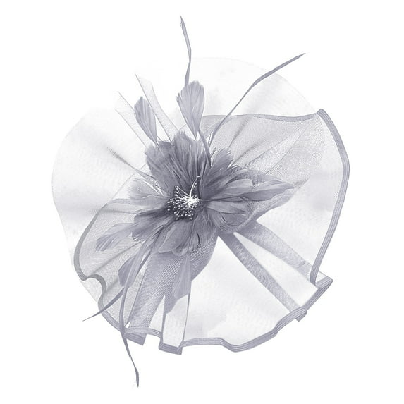 Fascinator Hat, Audhol Women Hat Headwear Church Feather Clip Fascinators Hat Wedding Party Cap for Ladies Hats for Tea Party Grey One Size