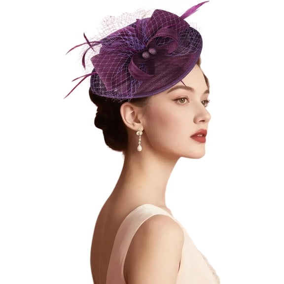 Fascinator Hat Feathers Tea Party Hat for Women, Hats with Hair Clip for Cocktail Church