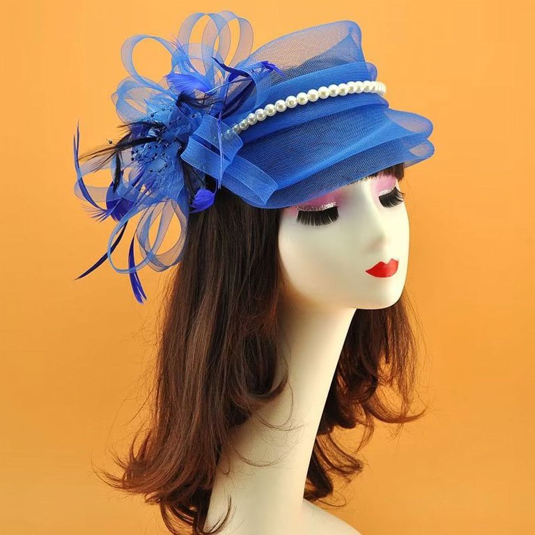 Fascinator Hat Floral Feather Pillbox Derby Hats for Women  display picture 1