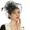 thumbnail image 1 of Fascinator Hat Sheer Mesh Large Flower Veil Retro Elegant Photo Prop Hair Accessory Women Wedding Cocktail Tea Party Bridal Cap Party Wear, 1 of 8