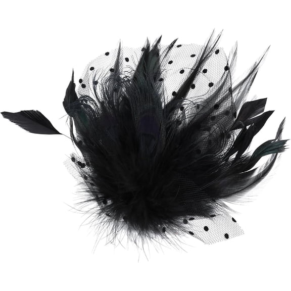 Fascinator Hat for Women - 1920s  Flapper Headpiece Accessories - Black, Mesh, Feathers, Polka Dot, Faux Peacock,  Party, , Wedding, Party