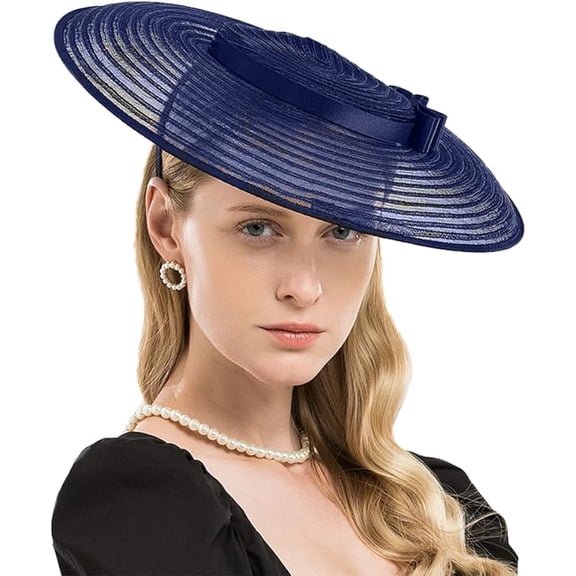Fascinator Hat for Women Elegant Wide Brim Tea Party Church Wedding Guest Hat Ladies Derby Race Day Headpiece with Headband & Hair Clip