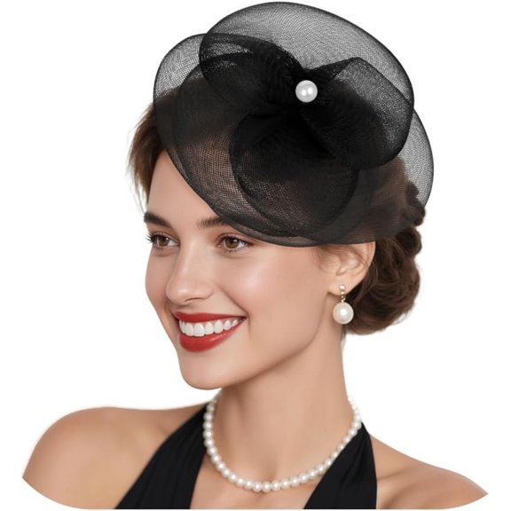 Fascinator Hats for Women Party Hat Flower Mesh Headband Hair Clip Headwear for Wedding Church