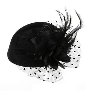 Hat Feathers - 3PC Black and White Polka Dot Feather Picks