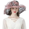 thumbnail image 1 of Fascinator Hats for Women, Women's Organza Church Derby Hat Hats Wide Brim Tea Party Hats Uv Protection Sun Hat, 1 of 5