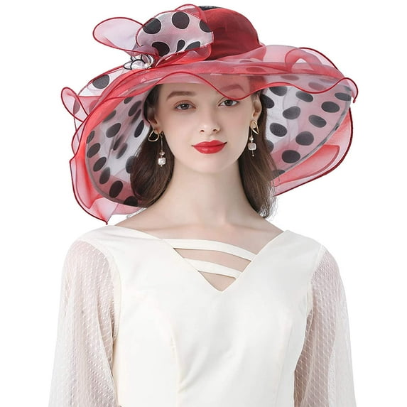 Fascinator Hats for Women, Women's Organza Church Derby Hat Hats Wide Brim Tea Party Hats Uv Protection Sun Hat