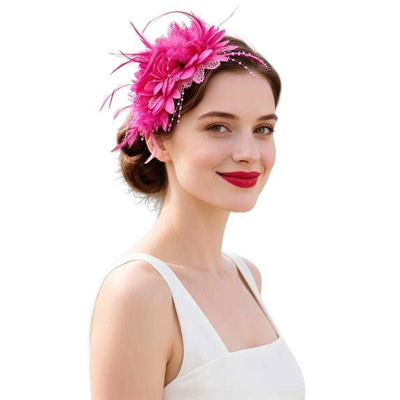 Fascinator Headband - Vintage Tea Party Hat with Feathers for Women Derby Hats Wedding Flower Feathers Hair Clip