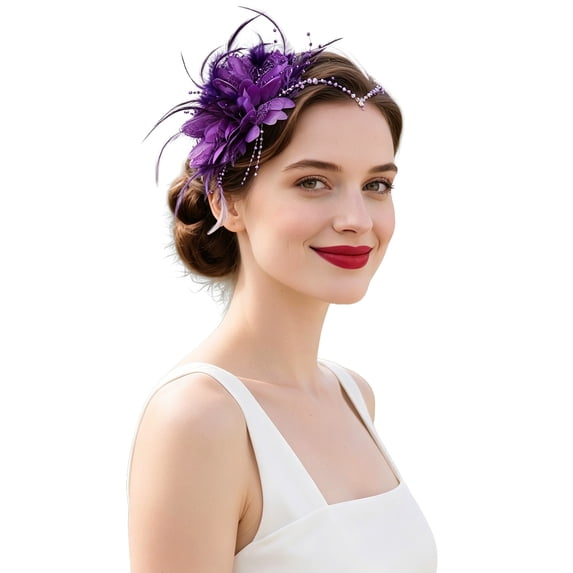 Fascinator Headband - Vintage Tea Party Hat with Feathers for Women Derby Hats Wedding Flower Feathers Hair Clip