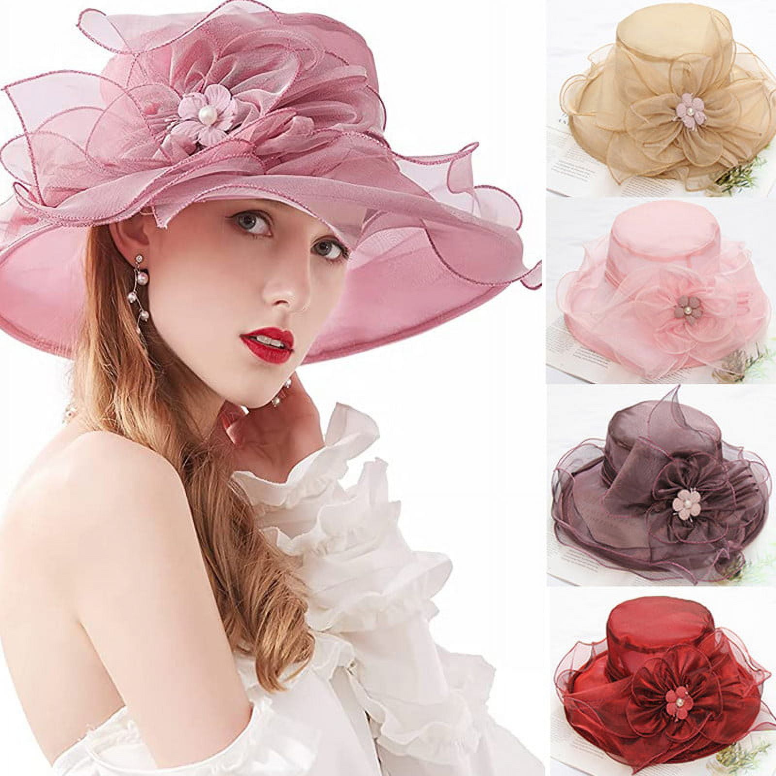 Fascinator Wedding Derby Hats for Women Bridal Organza Church Tea