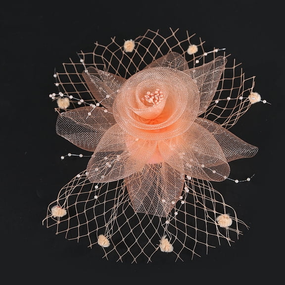 Fascinators Bridal Wedding Mesh Top Hat Horse Racing Festival Tea Party Women's Versatile Hair Accessories Feather Headflower Women（Orange）