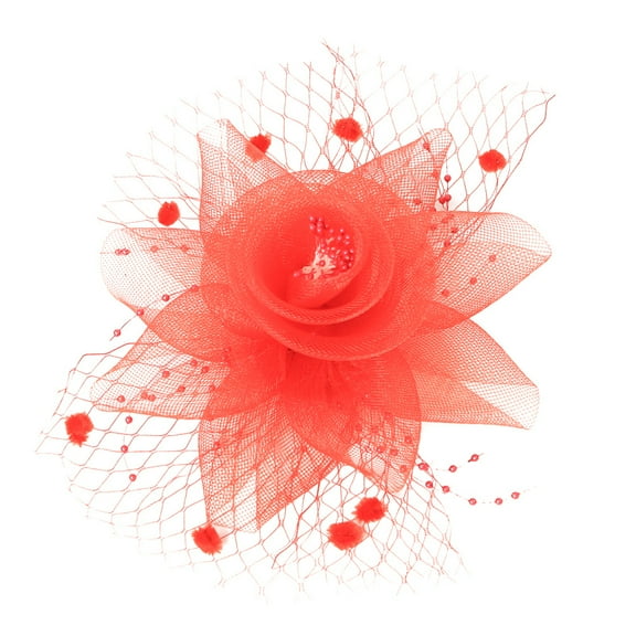 Fascinators Bridal Wedding Mesh Top Hat Horse Racing Festival Tea Party Women's Versatile Hair Accessories Feather Headflower Women（Red）