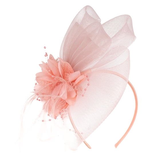 Fascinators Hat CQXIDFH Flower Pillbox Fascinator Hat, Wedding Headband with Clips for Cocktail & Church Events (Pink, One Size)