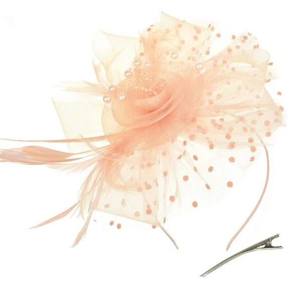 Fascinators Hat Flower Mesh Ribbons Feathers on a Headband and a Clip Tea Party Headwear for Girls and Women