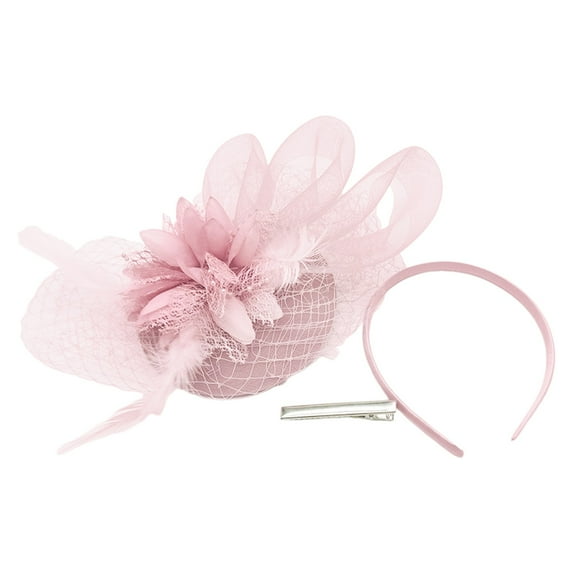 Fascinators Hat For Women Tea Party Headband Wedding Flower Mesh Feathers Hair Clip For Girls And Women Wedding Hat With Headwear Pink Hair Plait
