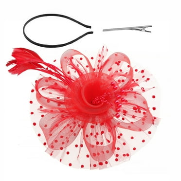 Uoyii Hair Clips Hat for Women Wedding Flower Cocktail Mesh Feathers ...